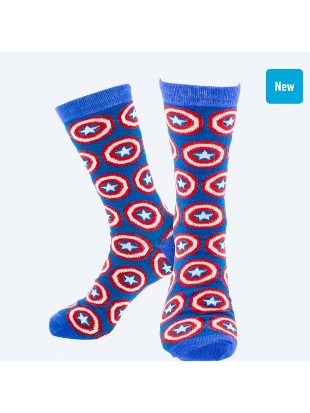 4/$25 Marvel Captain America Shield Pattern Socks New Graphic Novelty Socks